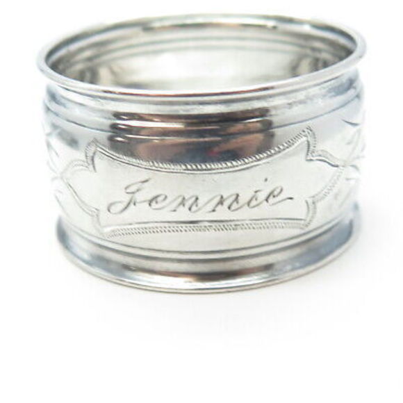 WALKER HALL 925 Sterling Silver Antique Art Deco Engraved Napkin Ring Holder 257